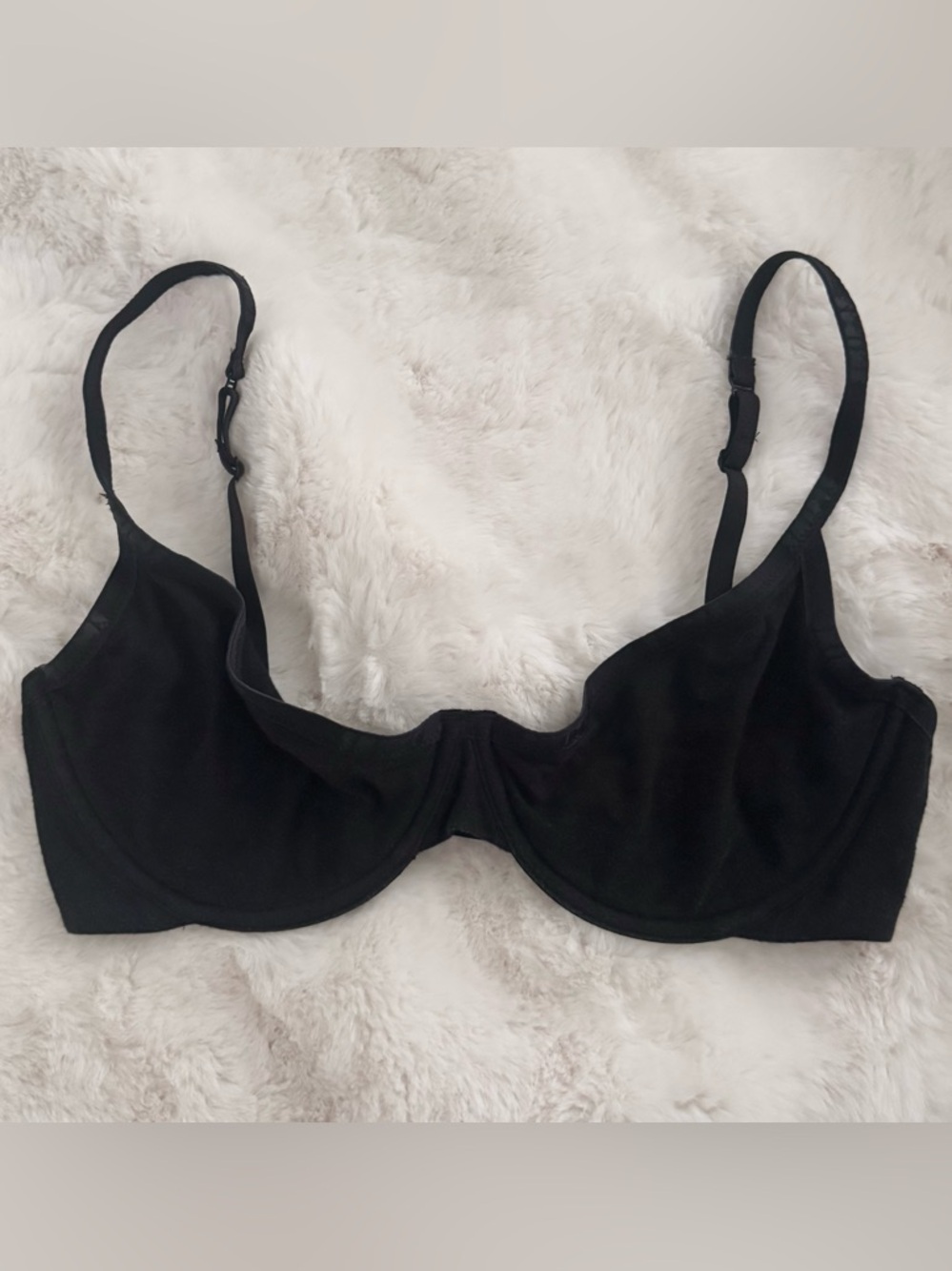 Skims Cotton Logo Underwire Demi Bra - Soot